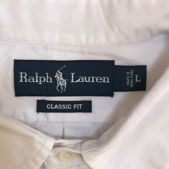 Ralph Lauren mens large white cotton classic fit shirt sleeve shirt. - Picture 2 of 5